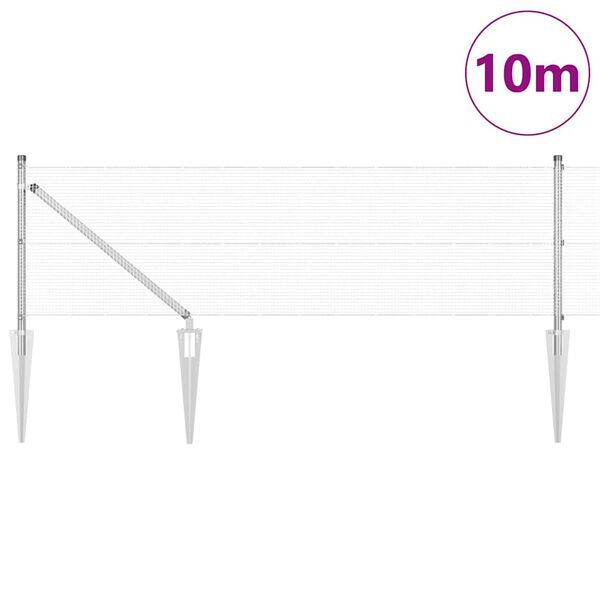 vidaXL St&auml;ngselstolpe Silver 10 x 0,5 m (12 x 12 mm mesh) St&aring;l