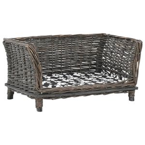 vidaXL Hundkorg med dyna gr&aring; 50x33x30 cm naturlig pil