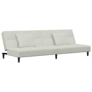 vidaXL B&auml;ddsoffa 2-sits med tv&aring; kuddar gr&auml;ddvit sammet