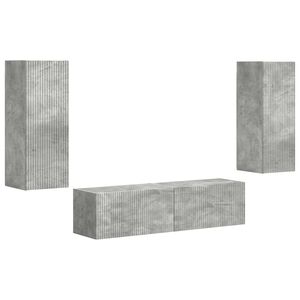 vidaXL TV-b&auml;nkset V&auml;ggmonterad 2 pcs Betonggr&aring; Konstruerat tr&auml;