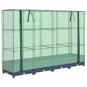 vidaXL Upph&ouml;jd odlingsb&auml;dd med v&auml;xthus&ouml;verdrag rottinglook 160x40x123 cm