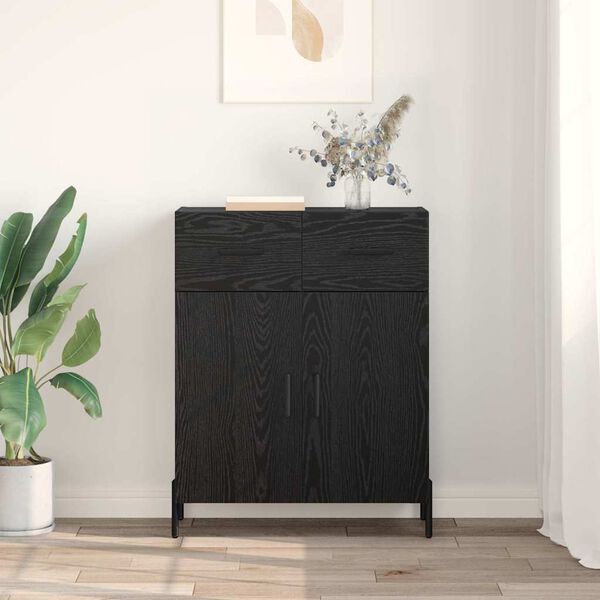vidaXL Sideboard med l&aring;da Svart Ek 69,5 x 34 x 90 cm Konstruerat tr&auml;