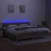 vidaXL Rams&auml;ng med madrass & LED taupe 200x200 cm tyg