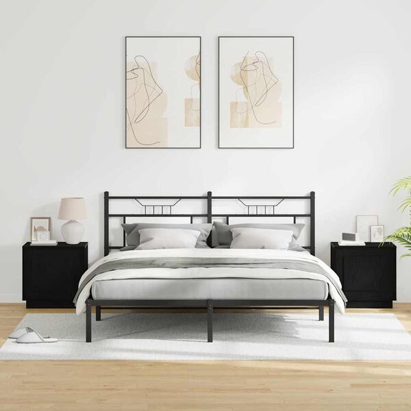 vidaXL Nattduksbord 2 pcs Svart 44 x 34,5 x 45 cm Konstruerat tr&auml;