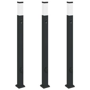 vidaXL Pollare med sensor och uttag 3 st 110 cm svart IP44