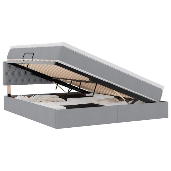 vidaXL F&ouml;rvaringss&auml;ng med madrass Ljusgr&aring; 160 x 200 cm Konstruerat tr&auml;