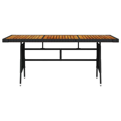 vidaXL Trädgårdsbord svart 160x70x72cm konstrotting massiv akacia