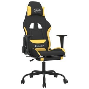 vidaXL Gamingstol med fotst&ouml;d svart och gul tyg