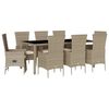 vidaXL Matgrupp f&ouml;r tr&auml;dg&aring;rden med dynor 9 delar beige konstrotting