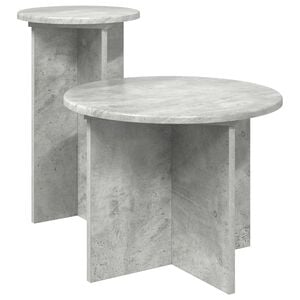 vidaXL Sidobordsset med lagring 2 pcs Betonggr&aring; Konstruerat tr&auml;