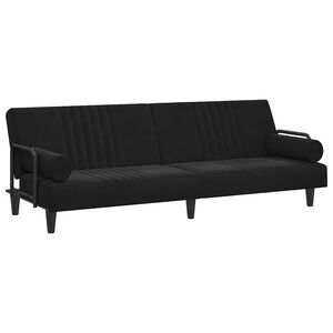 vidaXL B&auml;ddsoffa med armst&ouml;d svart sammet
