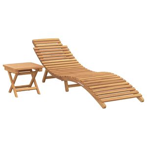 vidaXL Solstol 2 pcs Brun 198 x 55 x 58,5 cm Massivt teaktr&auml;