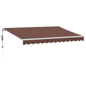 vidaXL Markis automatiskt inf&auml;llbar med LED 350x250 cm brun