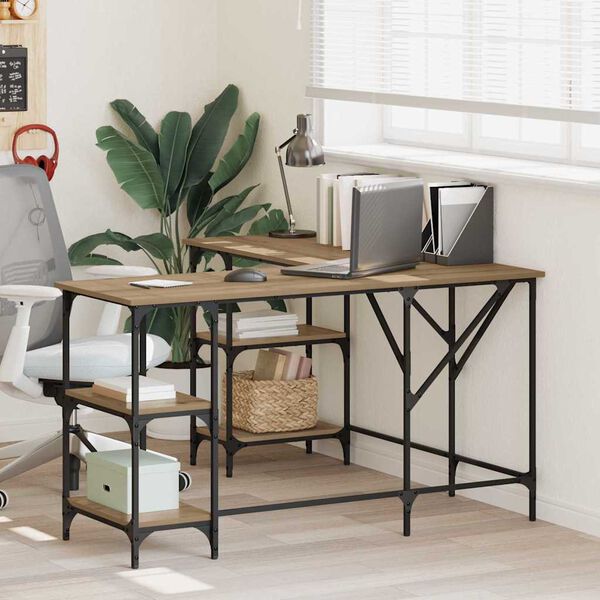 vidaXL Skrivbord Artisan Ek 139 x 139 x 75 cm Konstruerat tr&auml;