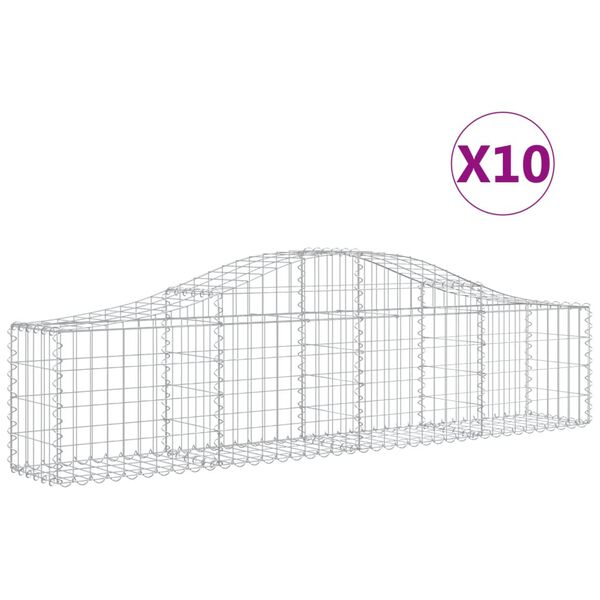 vidaXL Gabion bågformad 10 st 200x30x40/60 cm galvaniserat järn