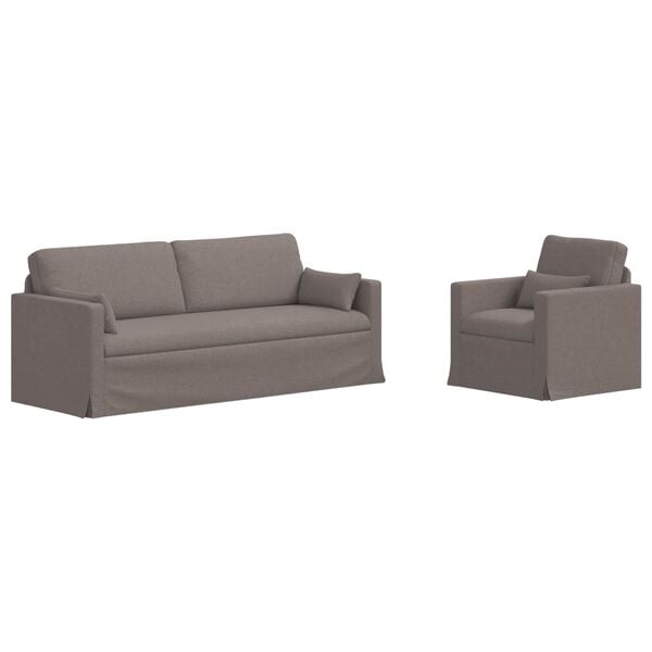 vidaXL Soffa 180cm 2 pcs Taupe Metall