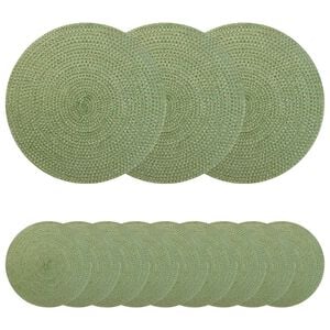 vidaXL Jute Placemats 12 st Olivgr&ouml;n 100% Tossa Jute