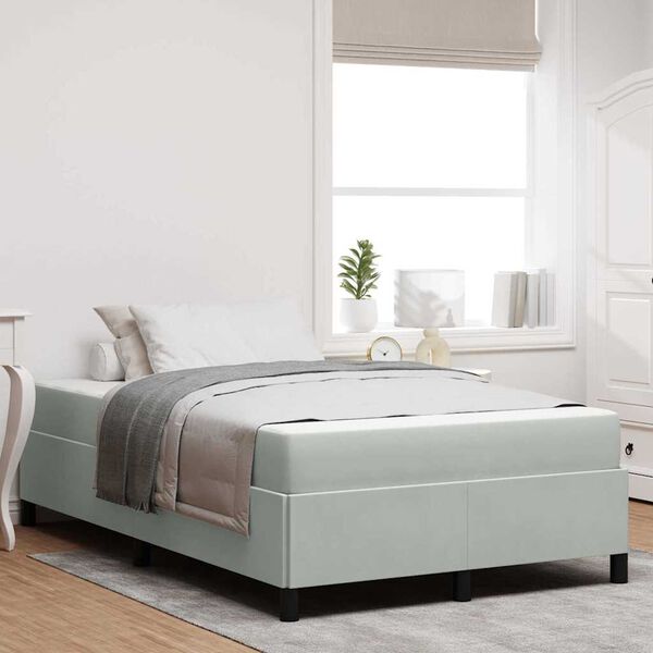 vidaXL S&auml;ngram med madrass Ljusgr&aring; 120 x 190 cm tyg