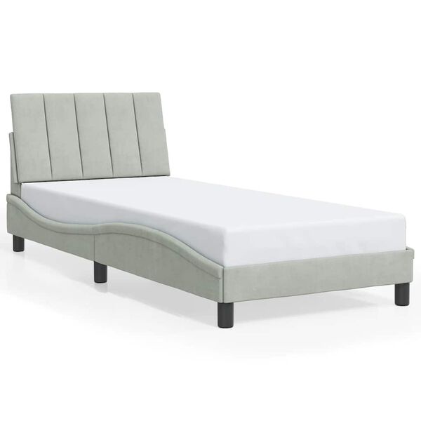 vidaXL Bed Frame without Mattress "Hanko" Light Grey 90x200 cm Velvet