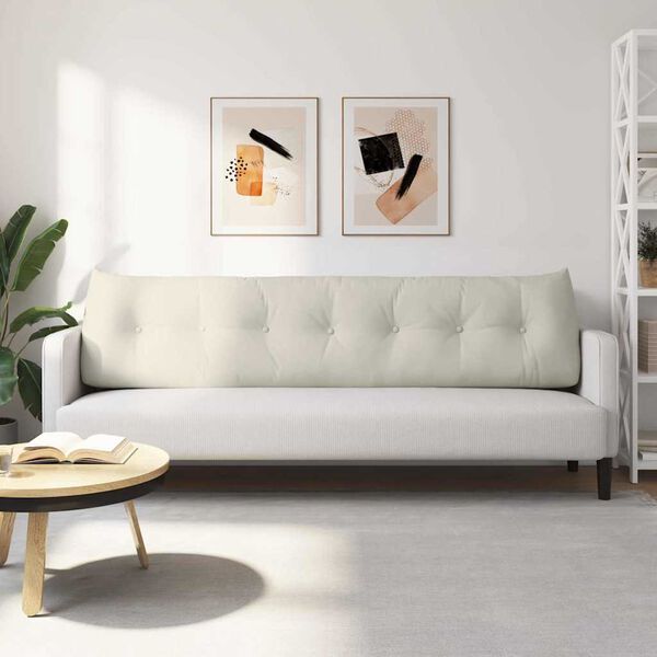 vidaXL Ryggkudde Kr&auml;m 200 x 24 x 50 cm Sammet