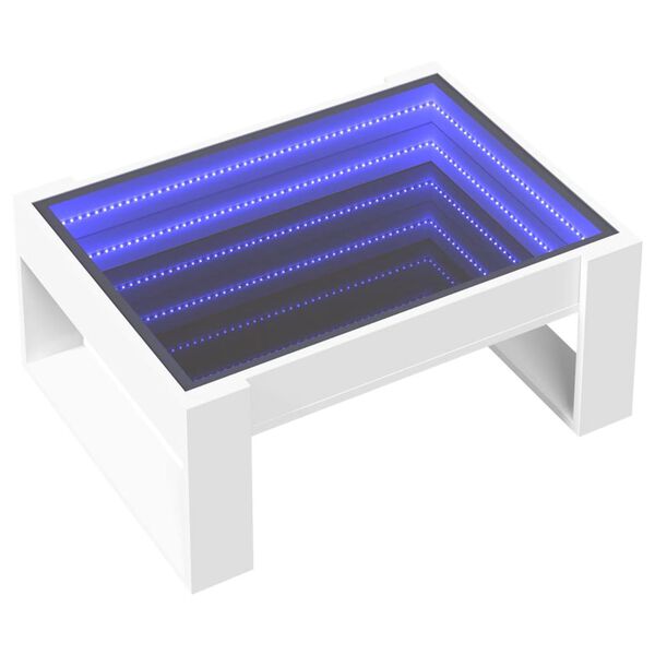 vidaXL Soffbord med Infinity LEDs vit 70x53x30 cm
