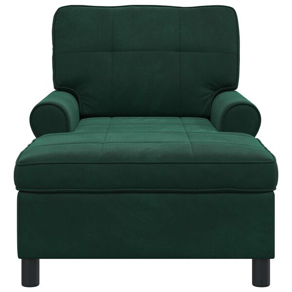 vidaXL Chaise Lounge med kudde M&ouml;rkgr&ouml;n 91 x 157 x 91 cm Sammet