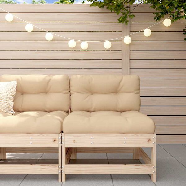 vidaXL Mittensoffa med dynor massiv furu