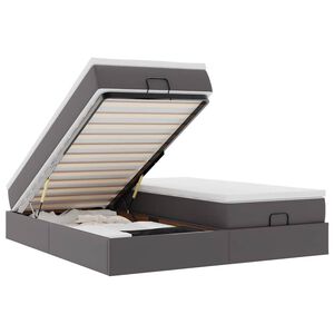 vidaXL Ottoman s&auml;ngram med madrasser gr&aring; 180x200 cm konstl&auml;der