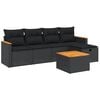 vidaXL Loungegrupp med dynor 6 delar svart konstrotting
