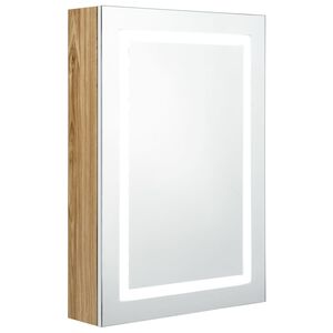 vidaXL Spegelsk&aring;p med LED vit och ek 50x13x70 cm