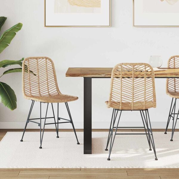 vidaXL Matstol 2 pcs Naturfärg 44.5 x 55 x 85 cm Rattan och Järn