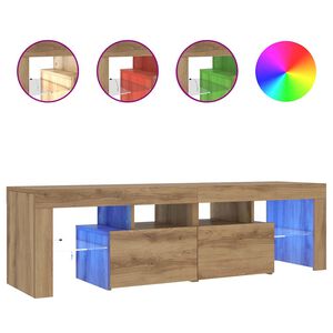 vidaXL TV-b&auml;nk med LED-lampor artisan ek 140x36,5x40cm konstruerat tr&auml;