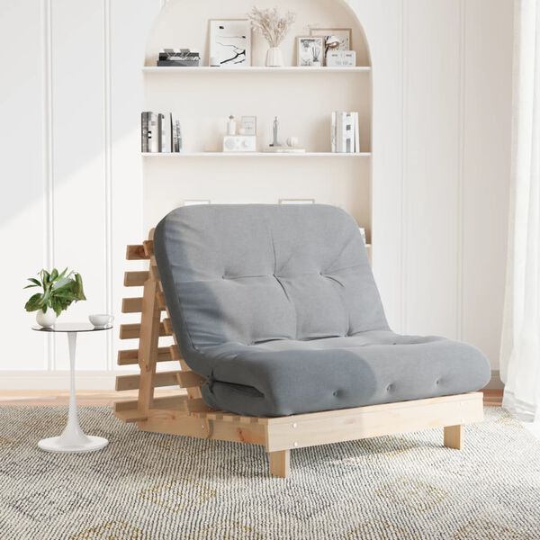 vidaXL Futonb&auml;ddsoffa med madrass 100x206x11 cm massiv furu