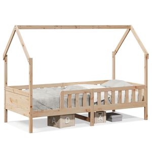 vidaXL Barns&auml;ng med husram 90x200 cm massiv furu