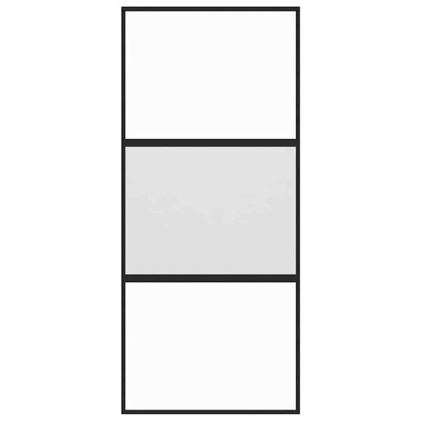vidaXL Skjutd&ouml;rr svart 90x205 cm h&auml;rdat glas och aluminium
