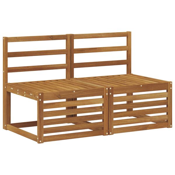 vidaXL 2 Stycke Utomhus Mellansoffa Massivt Akaciatr&auml; Naturf&auml;rg