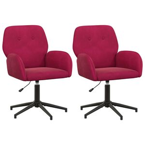 vidaXL Sv&auml;ngbara skrivbordsstolar 2 st 54 x 55 x 90 cm Vinr&ouml;d Sammet