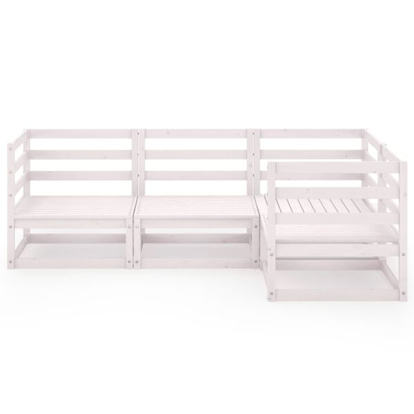 vidaXL Loungegrupp f&ouml;r tr&auml;dg&aring;rden 4 delar vit massiv furu