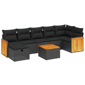 vidaXL Loungegrupp f&ouml;r tr&auml;dg&aring;rden med dynor 8 delar svart konstrotting