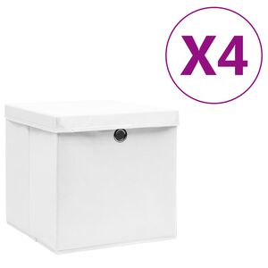 vidaXL F&ouml;rvaringsl&aring;dor med lock 4 st 28x28x28 cm vit