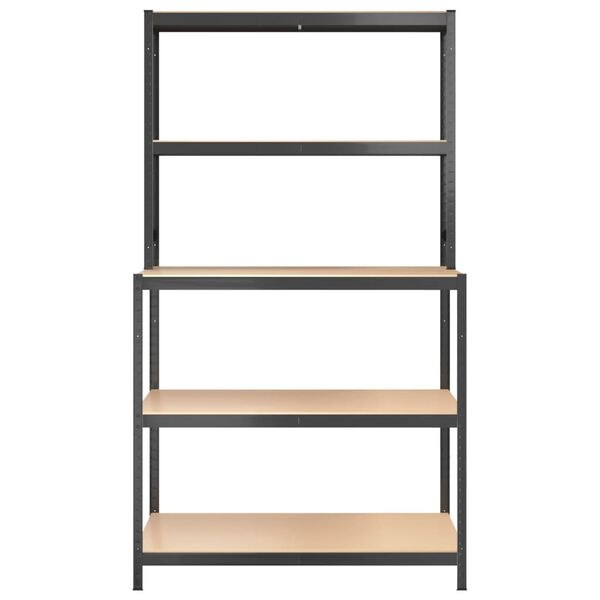 vidaXL Arbetsbord med 5 hyllor antracit stål och konstruerat trä