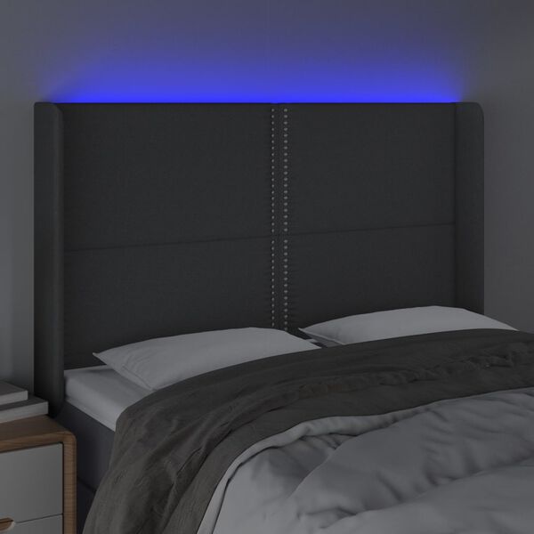 vidaXL S&auml;nggavel LED m&ouml;rkgr&aring; 147x16x118/128 cm tyg