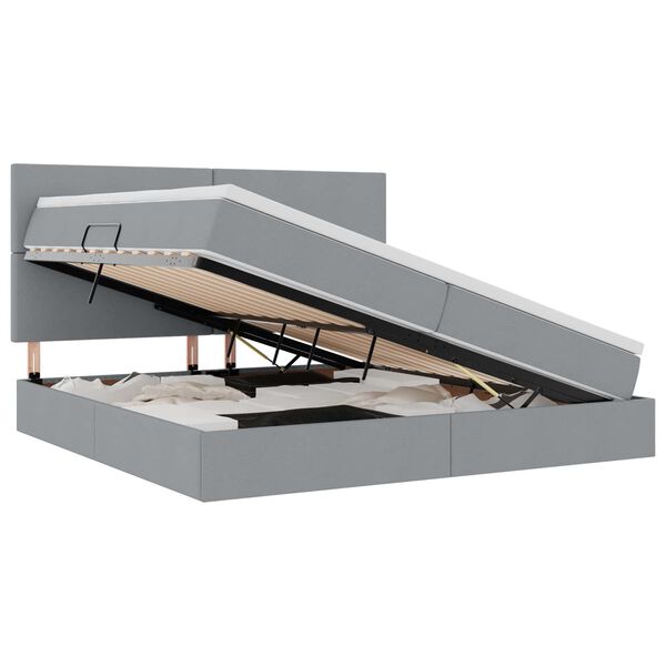 vidaXL F&ouml;rvaringss&auml;ng med madrass Ljusgr&aring; 200 x 200 cm Polyester