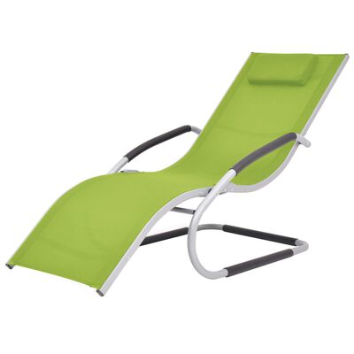 vidaXL Solsäng med kudde aluminium och textilen grön