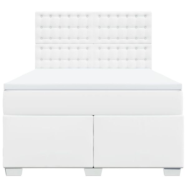 vidaXL Rams&auml;ng med madrass vit 160x200 cm konstl&auml;der
