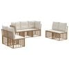 vidaXL Utomhussoffset med kudde 7 pcs Naturlig Polyester