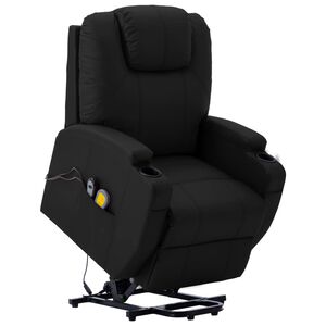 vidaXL Massagef&aring;t&ouml;lj med uppresningshj&auml;lp svart konstl&auml;der