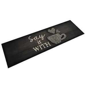 vidaXL K&ouml;ksmatta maskintv&auml;ttbar mugg svart 45x150 cm sammet