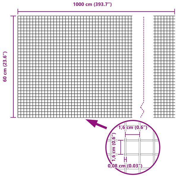 vidaXL Svetsat trådstängsel Grön 0.6 x 10 m Stål