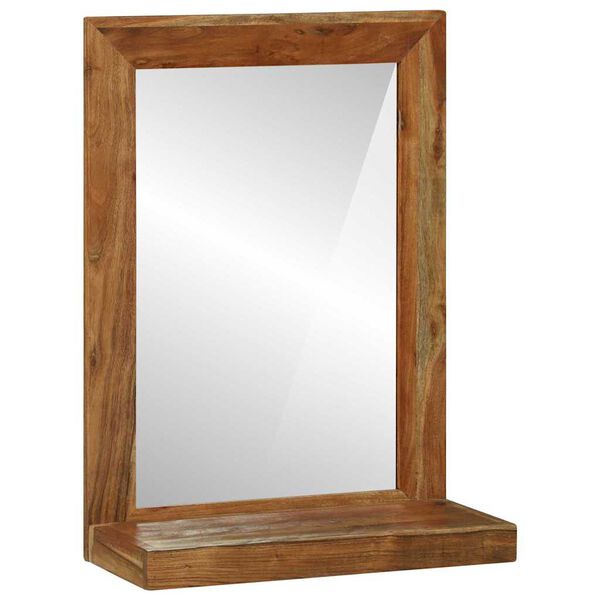 vidaXL Badrumsspegel med hylla Brun 50 x 22 x 70 cm Massivt Akaciatr&auml;